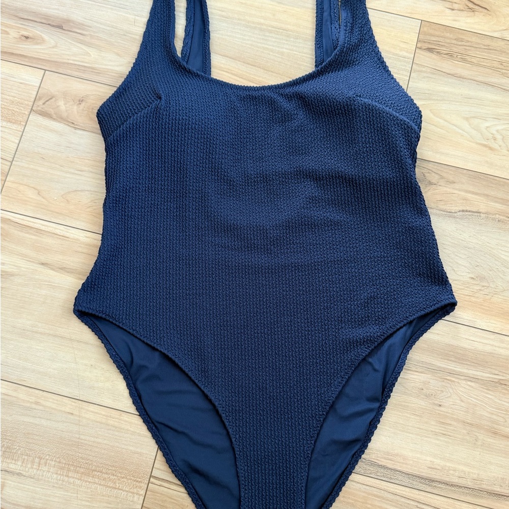 H&M Navy Ribbed Swimsuit One Piece  size Medium